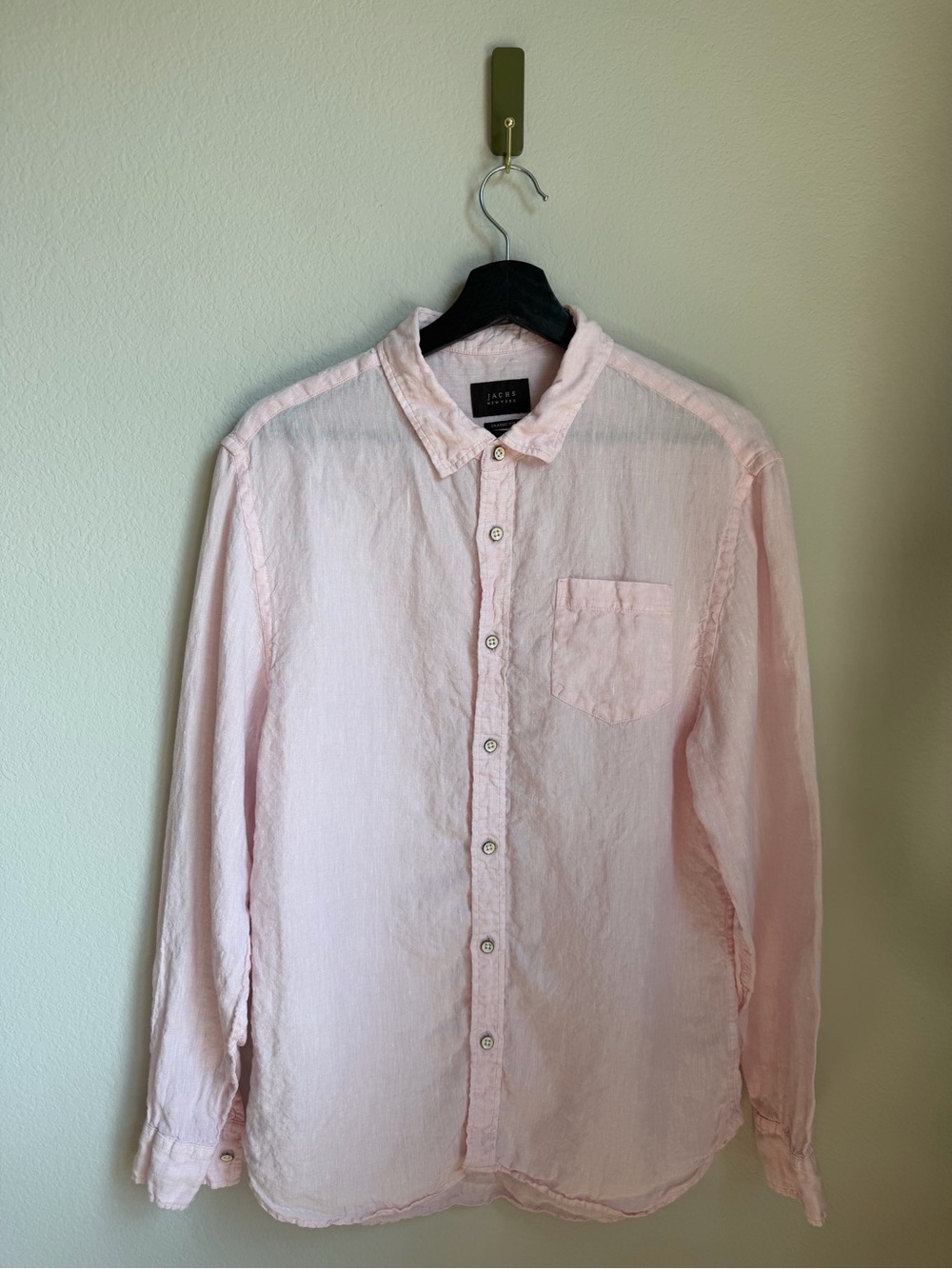 Jachs Pale Pink Casual Linen Button-Down Shirt